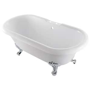 Aqua Eden 67 in. Acrylic Clawfoot Non-Whirlpool Bathtub in White/Polished Chrome with 7 in. Faucet Drillings