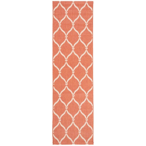Courtyard 2 x 8 Terracotta/Beige Ogee Runner Rug