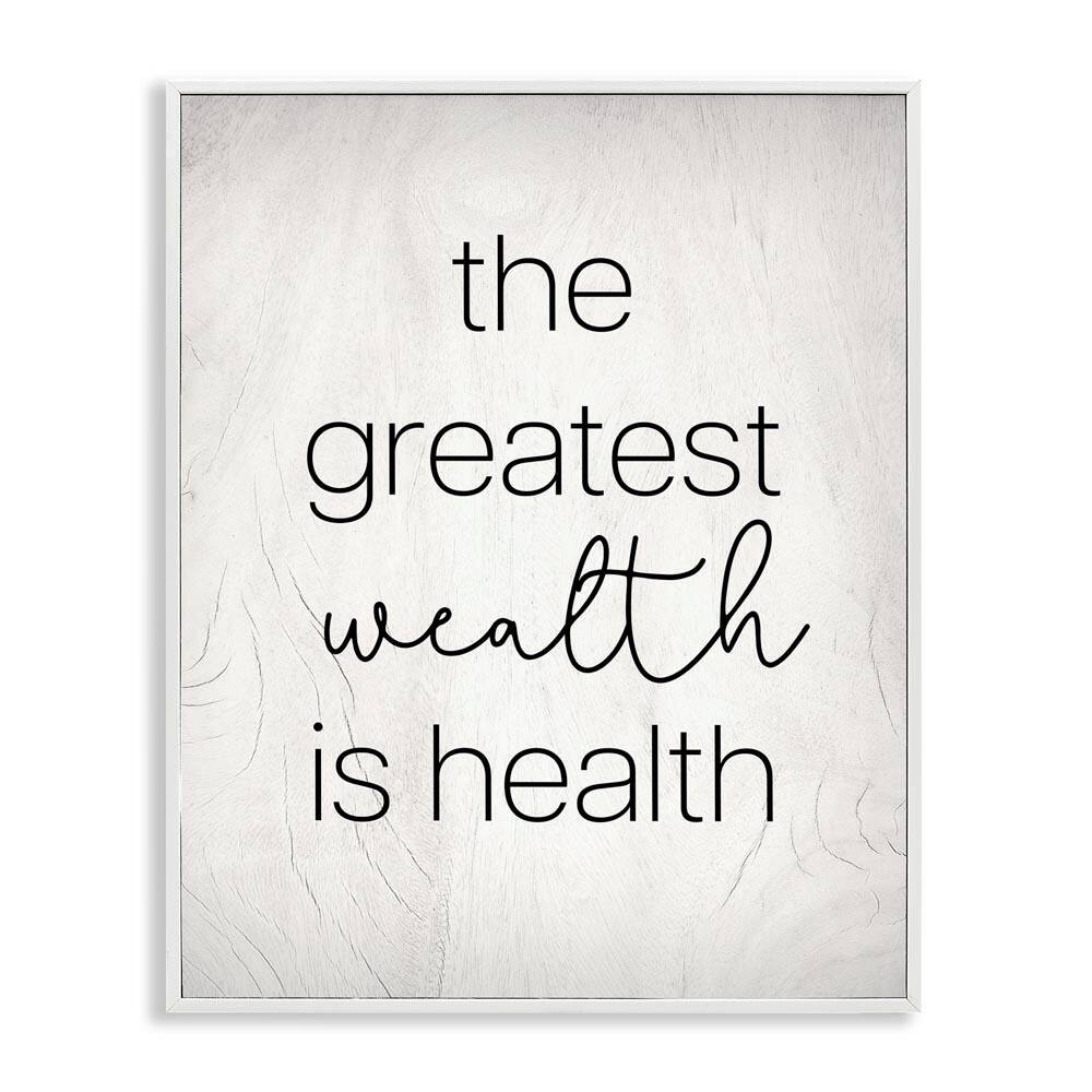 Greatest Wealth Is Health Phrase by Lil' Rue White Framed Giclee Art Print Typography 16 in. x 20 in. price history on PriceWatchPro