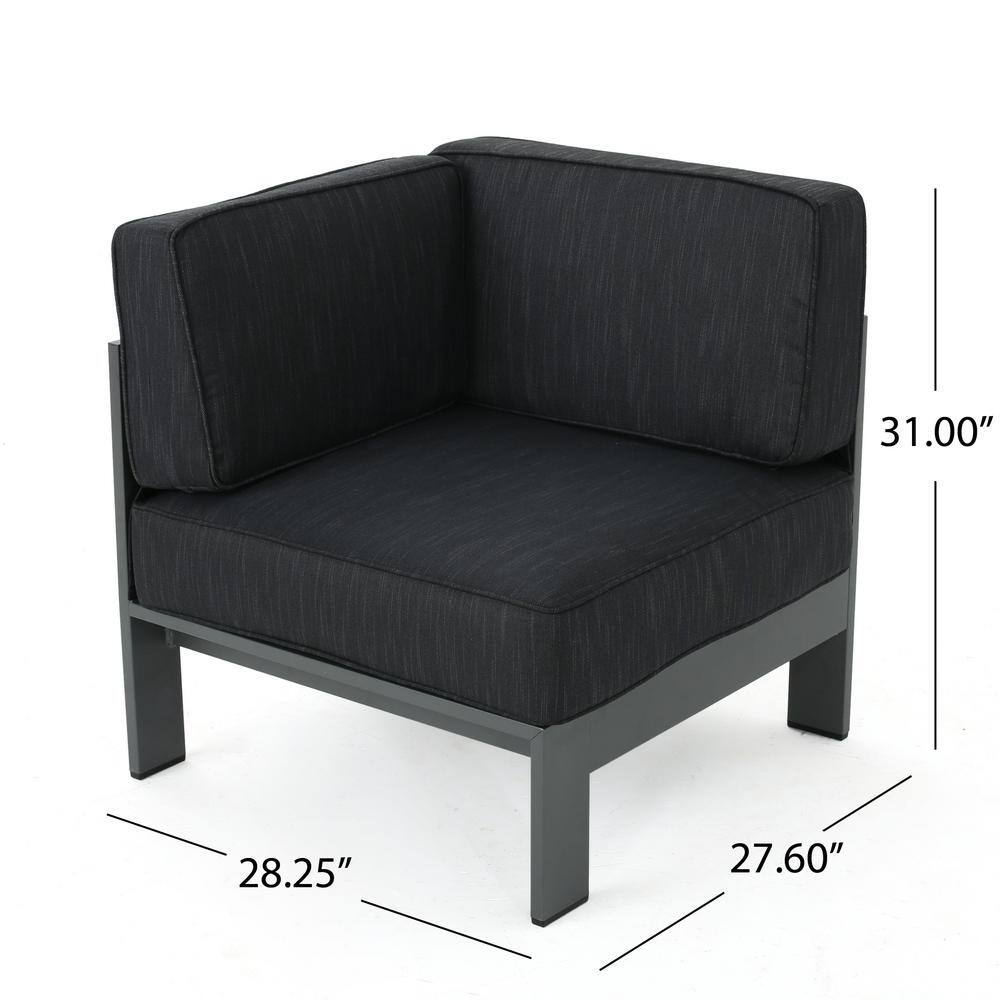 Modern Dark Grey Aluminum 4-Piece Outdoor Sectional Sofa Set with Cushions