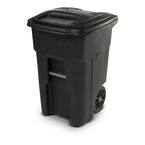 48 gal. Black Trash Can with Wheels and Attached Lid