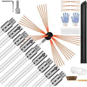 30 ft. Fireplace Cleaner Flexible Chimney Sweep Kit with 9 Rods and 3 Replaceable Bristles