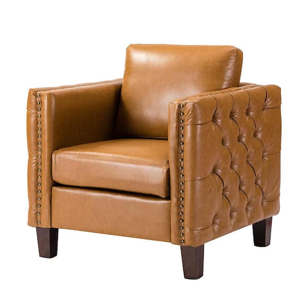 JAYDEN CREATION P1 a cido Camel Club Chair with Nailhead Trim