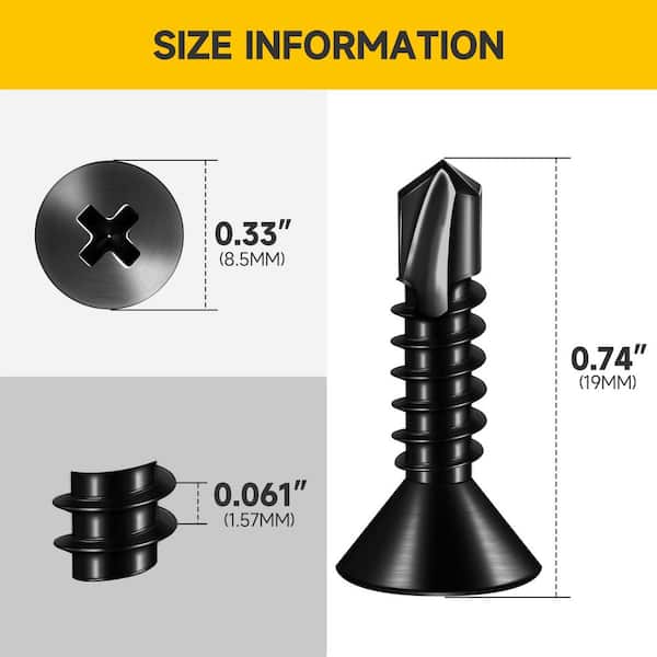 #10 x 3/4 in. Black Oxide 410 Stainless Steel Phillips Flat Head Self Drilling Sheet Metal Screws (300-Pack)