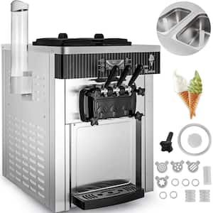 Commercial Ice Cream Machine 5.3 to 7.4 Gal. per Hour LED Display Auto Clean 3 Flavors Soft Serve for Restaurants,2200 W