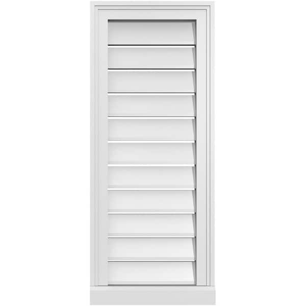 Ekena Millwork 14 in. x 34 in. Vertical Surface Mount PVC Gable Vent: Functional with Brickmould Sill Frame