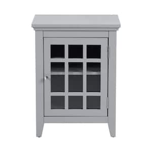Gray Bedroom Small Bedside Table Night Stand with Open door Storage Compartments