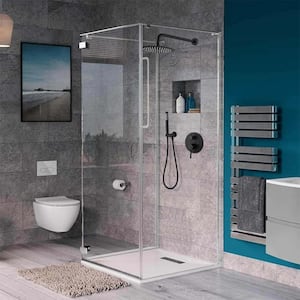 Single-Handle 2-Spray Round Shower Faucet in Matte Black Rainfall and Full Shower Set