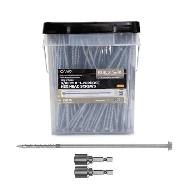 CAMO 5/16 in. x 10 in. Hex Head Multi-Purpose Hex Drive Structural Wood Screw - Hot Dip Galvanized (250-Pack)