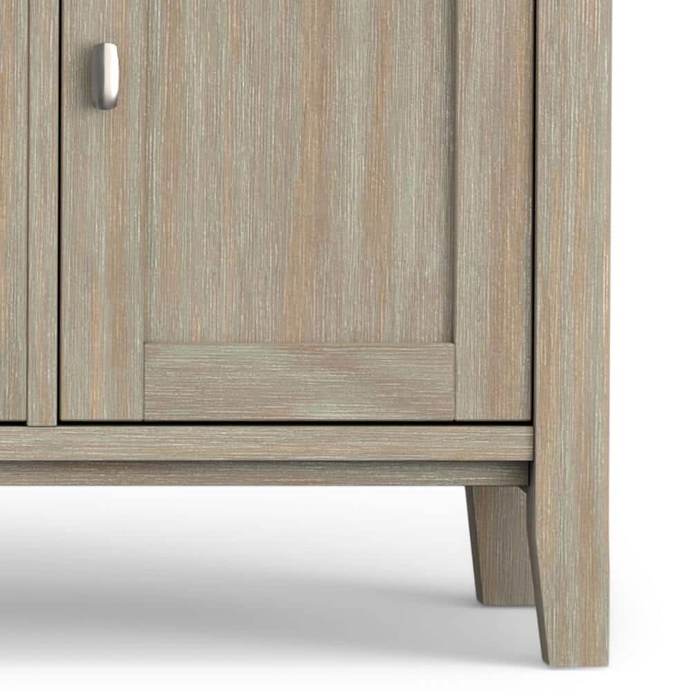 Distressed Grey 72'' Solid Pine Wood Media Console with Cabinet