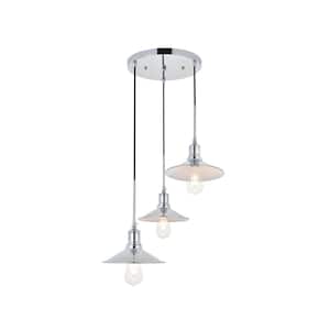 Timeless Home Edwards 3-Light Pendant in Chrome with 9 in. W x 2 in. H Shade