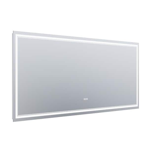 Unbranded 96 in. W x 36 in. H Frameless LED Wall Mounted Bathroom Vanity Mirror Light Anti Fog, Dimmable, Tricolor Temperature
