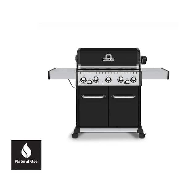 Broil King Baron 590 Pro 5-Burner Natural Gas Grill in Black with Side Burner and Rear Rotiserie Burner
