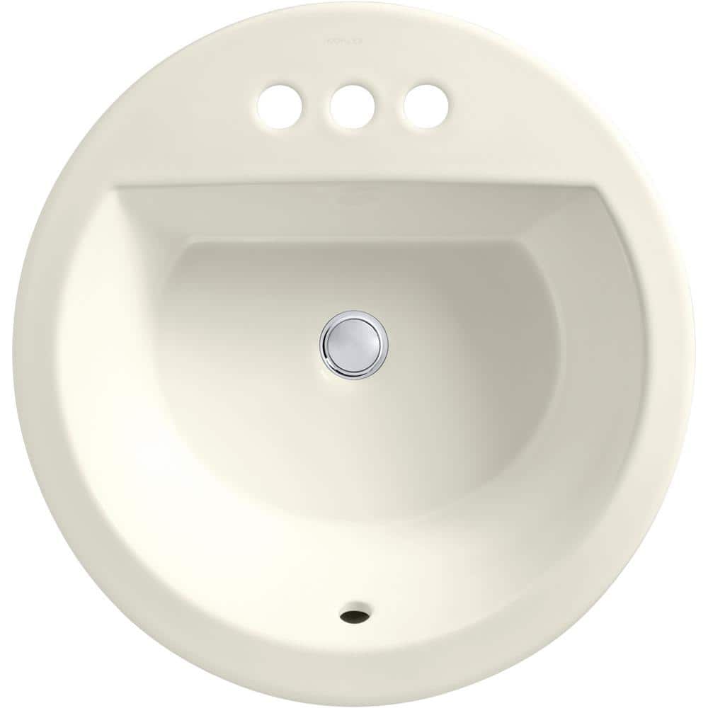 Bryant Biscuit Ceramic Round Drop-In Bathroom Sink