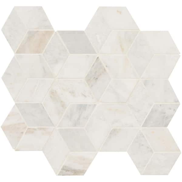 MSI Arabescato Carrara Venato Cube 12 in. x 12 in. Mixed Marble Mesh-Mounted Mosaic Floor and Wall Tile (9.8 sq. ft./Case)