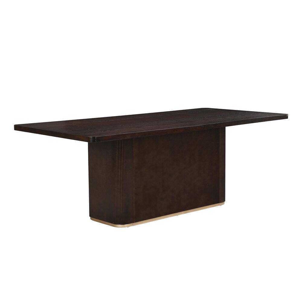 Murray Dark Brown Wood 84 in. W Rectangular Pedestal Dining Table 8-Seats, Pillar Base