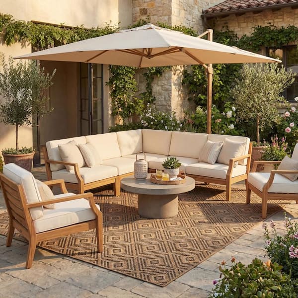 Sorisse Diamond Natural 8 ft. x 10 ft. Outdoor Area Rug