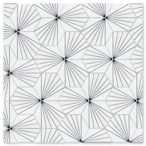 Spark C B&W Morning 8 in. x 9 in. Cement Handmade Floor and Wall Tile (Box of 8 / 2.96 sq. ft.)