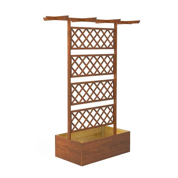 Flynama Outsunny Wood Planter with Trellis