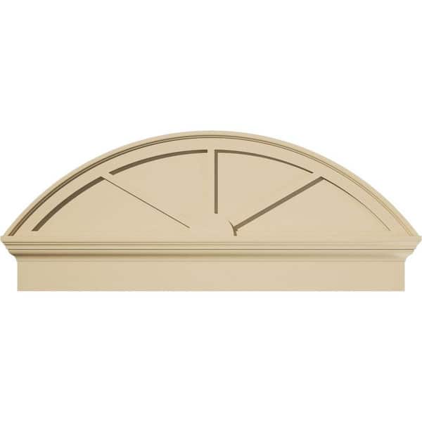 Ekena Millwork 42 in. W x 17-3/8 in. H x 2-3/4 in. P Segment Arch 3 Spoke Signature Urethane Combination Pediment, Primed Tan