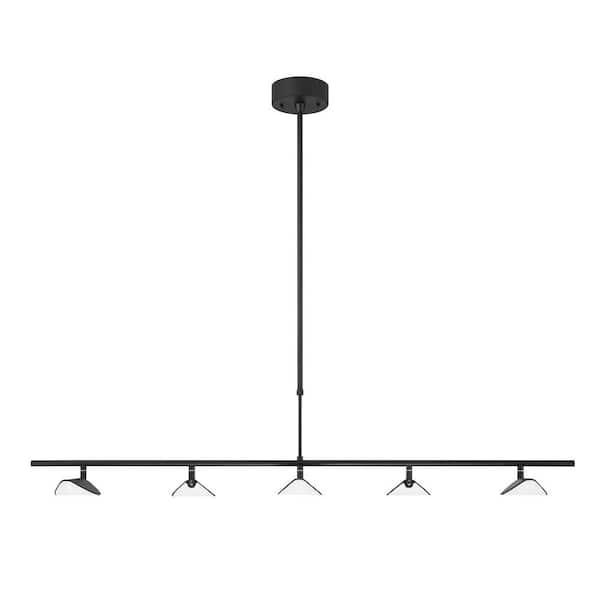Volume Lighting 5-Light Black Shaded Linear Integrated LED Pendant Light