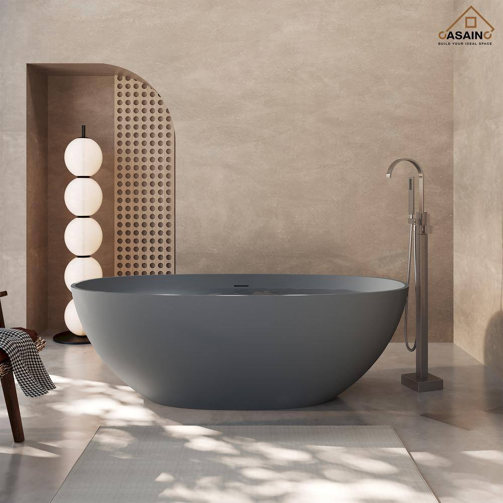CASAINC 65 in. x 30 in. Soaking Bathtub in Matte Grey CA1700465G