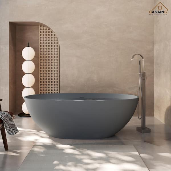 65 in. x 30 in. Soaking Bathtub in Matte Grey