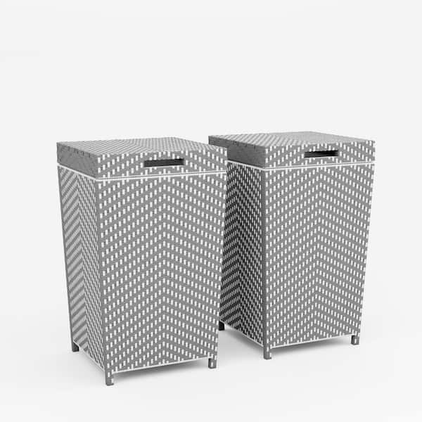 Furniture of America Limewood 120 Gal. Gray and White Outdoor Trash Can (Set of 2)