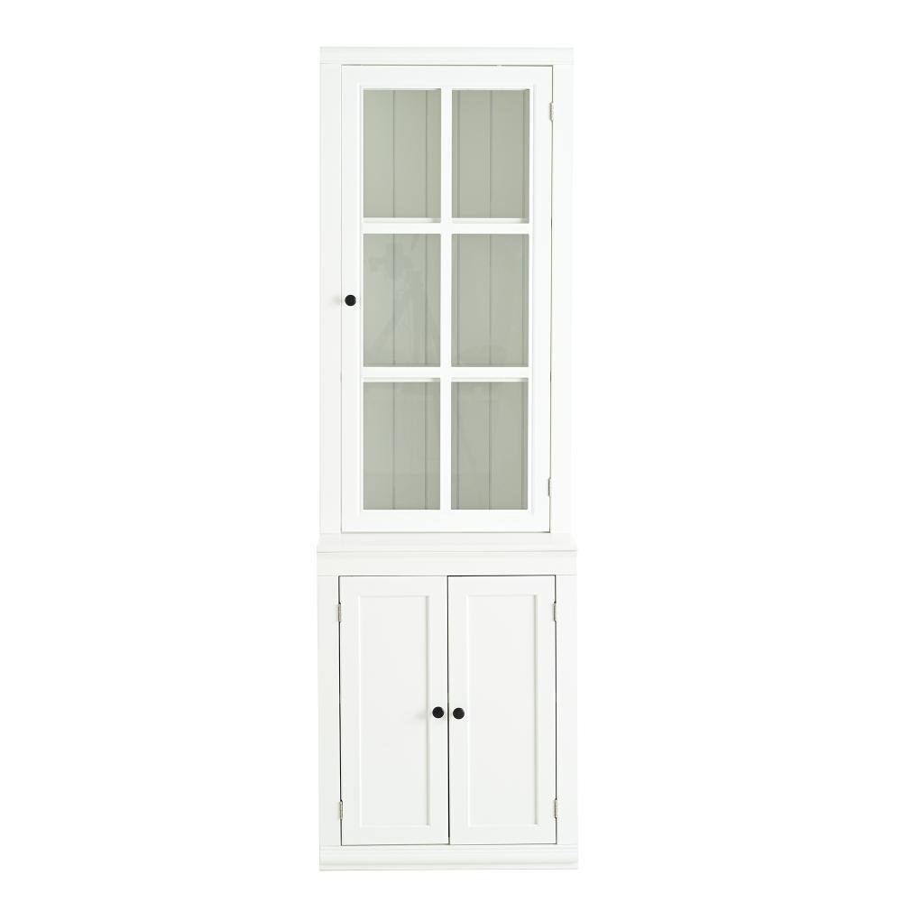 White 75.25 in. Accent Cabinet Office Storage Cabinet with 5 Shelves and Tempered Glass Doors price history on PriceWatchPro