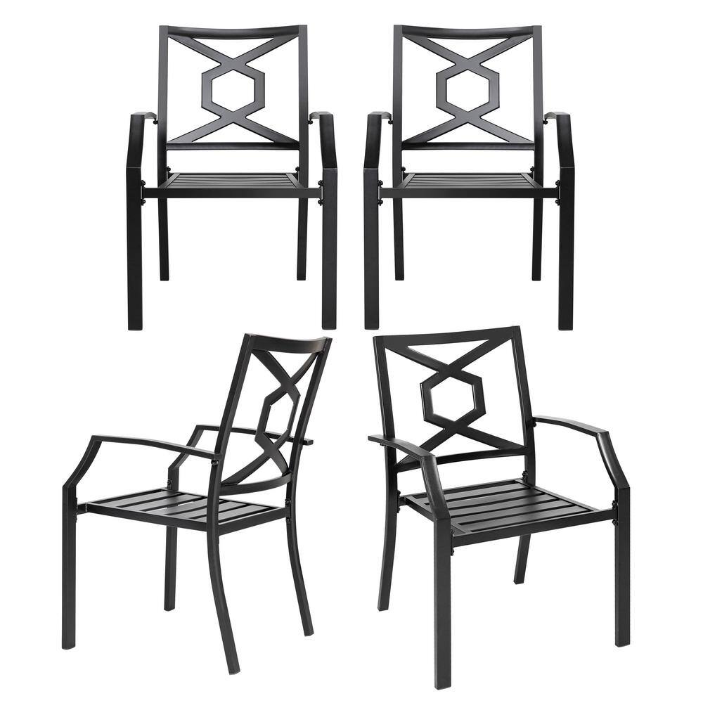 Stackable Metal Patio Bistro Outdoor Dining Chair in Black (4-Pack) price history on PriceWatchPro