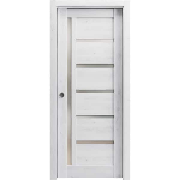 Sartodoors 30 in. x 80 in. 1 Panel Nordic White Finished MDF Sliding Door with Hardware