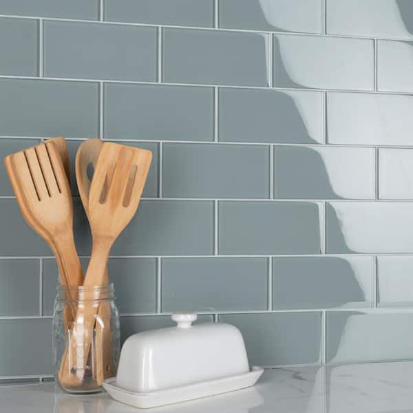 Tessera Subway Blue Smoke 3 in. x 6 in. Glass Wall Tile (10.4 sq. ft./Case)