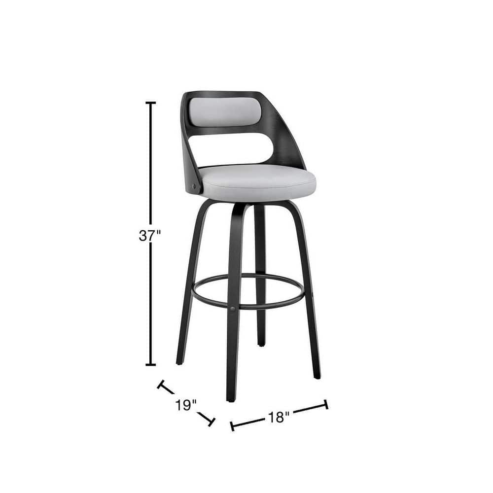 Julius 26" Gray Faux Leather & Black Metal Swivel Counter Stool