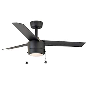 Tritour 52 in. Integrated LED Indoor Matte Black Ceiling Fan with White Color Changing Light Kit