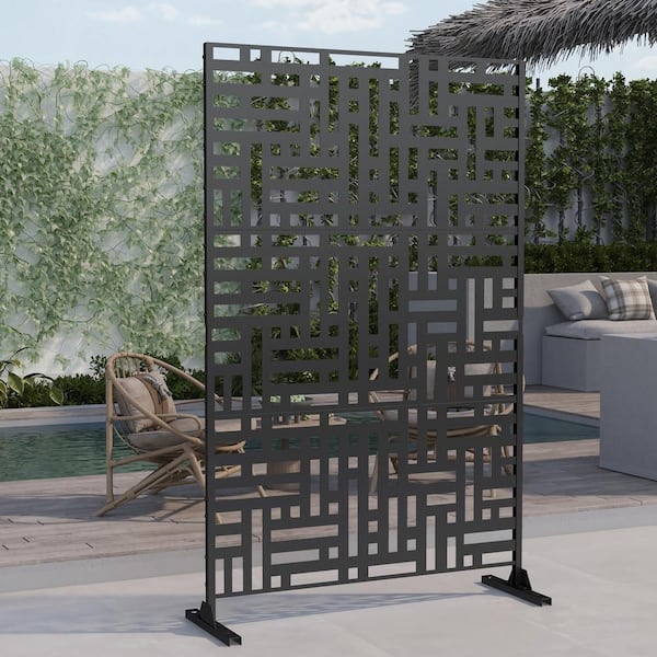 Uixe 76 in. x 47 in. Privacy Metal Screen Garden Screen