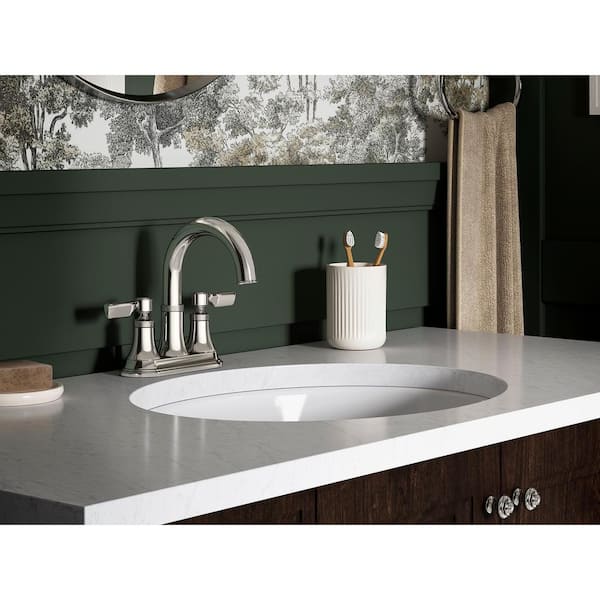 Paces 4 in. Centerset Double Handle Bathroom Faucet in Vibrant Polished Nickel