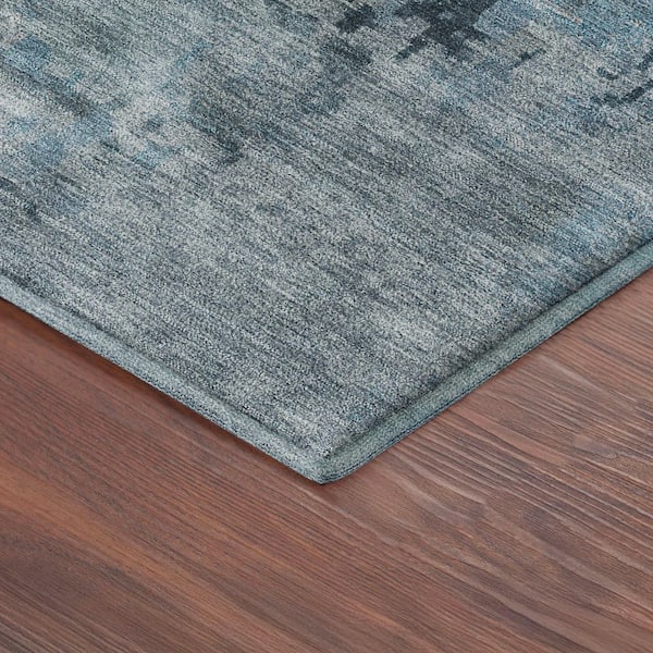 Mayfield Premium Machine Washable Abstract AMF2360 Blue 2 ft. x 7 ft. Runner Rug