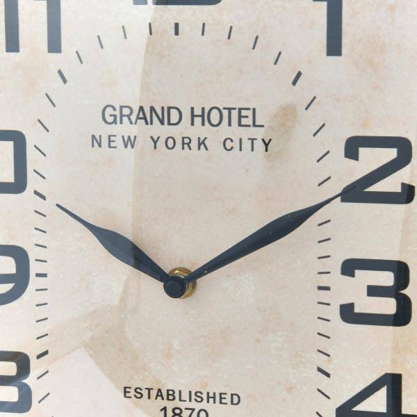 Antiqued Gold and Black Metal Rectangle Hanging Wall Clock with Handle