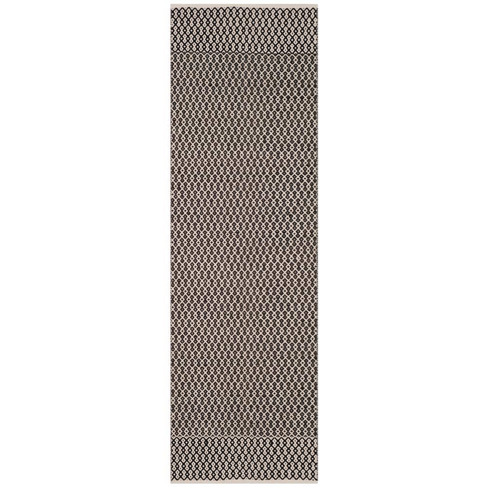 Coastal Charm Ivory & Black Handwoven Cotton Rug - 27" x 16"