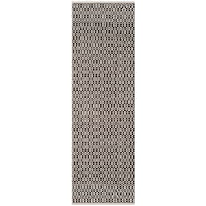 Montauk Ivory/Black 2 ft. x 16 ft. Interlaced Multi-Diamond Geometric Runner Rug