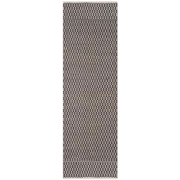 SAFAVIEH Montauk Ivory/Black 2 ft. x 16 ft. Interlaced Multi-Diamond Geometric Runner Rug