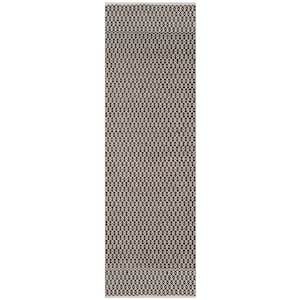 Montauk Ivory/Black 2 ft. x 8 ft. Interlaced Multi-Diamond Geometric Runner Rug