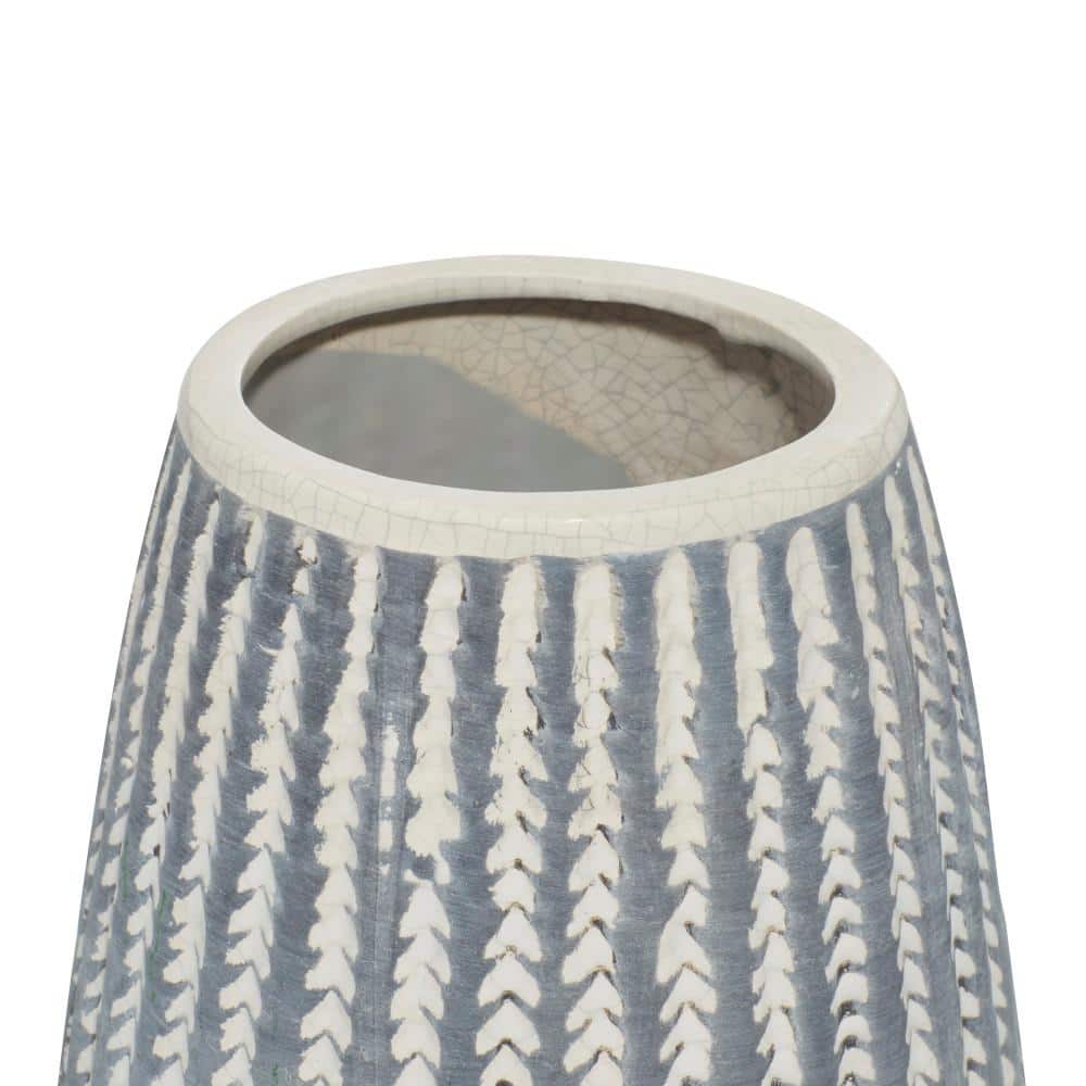 10" White and Gray Ceramic Novelty Table Vase