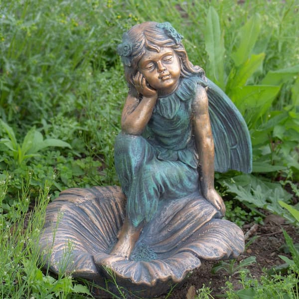Zaer Ltd International 20 In Tall Fariy Sitting On Giant Flower Garden Statue Gardenia Zr229919 The Home Depot Zaer Ltd International 20 In Tall, Flower Garden Statues