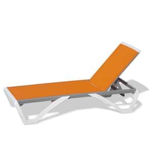 Aluminum Adjustable Outdoor Chaise Lounge with Orange Textilene