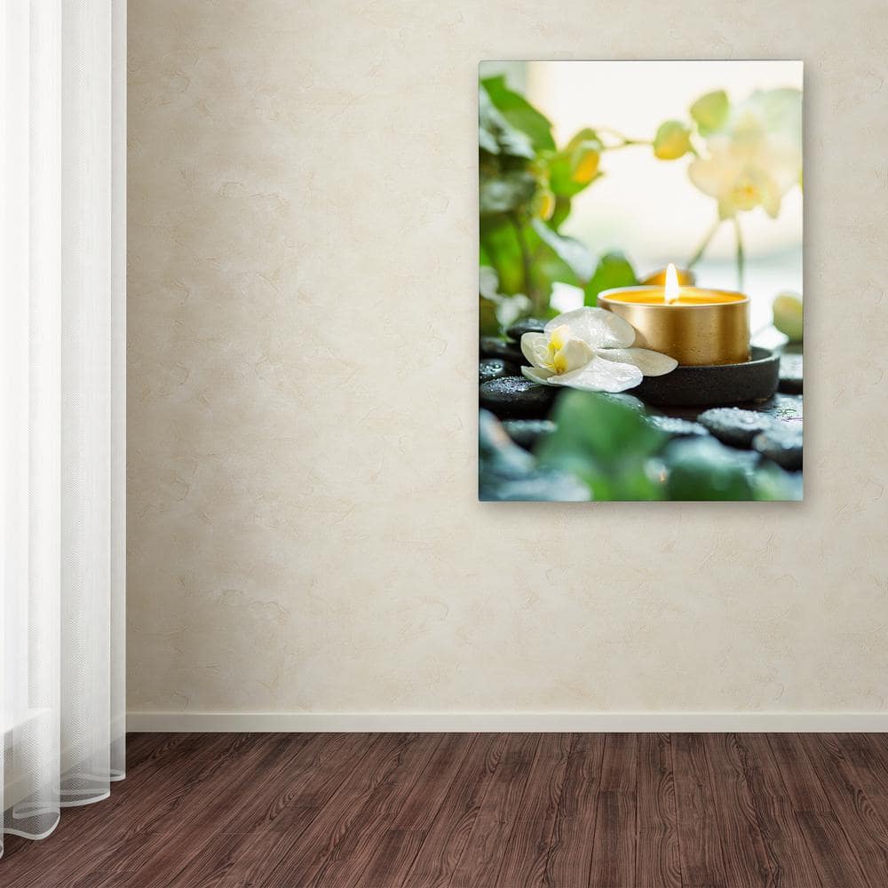 Zen Orchid and Candle Giclee Canvas Wall Art in Floater Frame