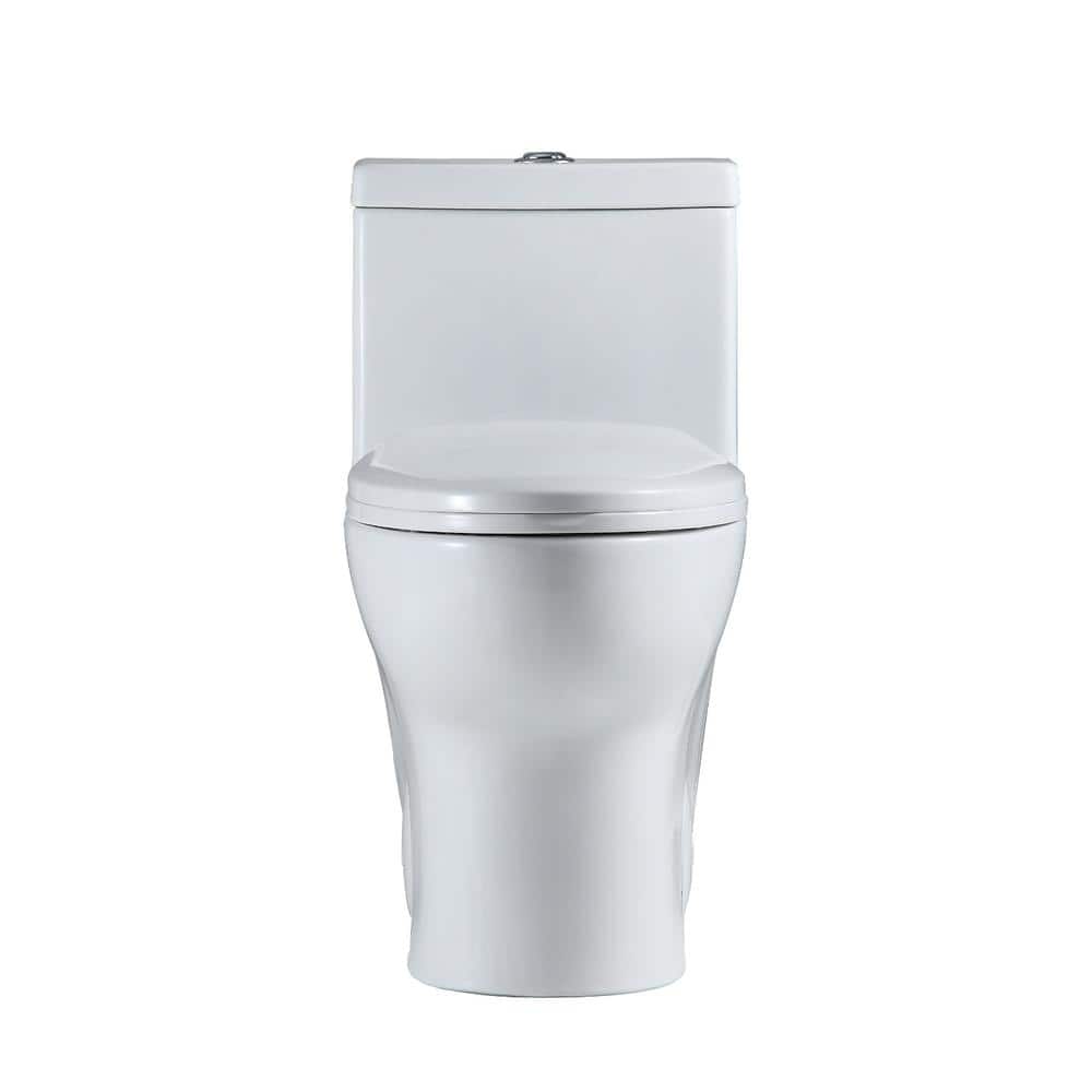 White High Efficiency Dual Flush Elongated One-Piece Toilet