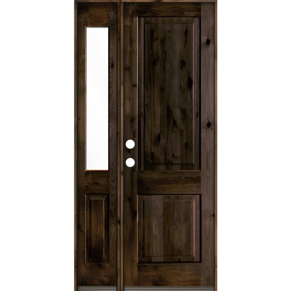 44 in. x 96 in. Rustic knotty alder 2-Panel Sidelite Right-Hand/Inswing Clear Glass Black Stain Wood Prehung Front Door price history on PriceWatchPro