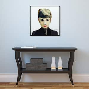 "Audrey" Reverse Printed Art Glass and Anodized Aluminum Black Frame Wall Art