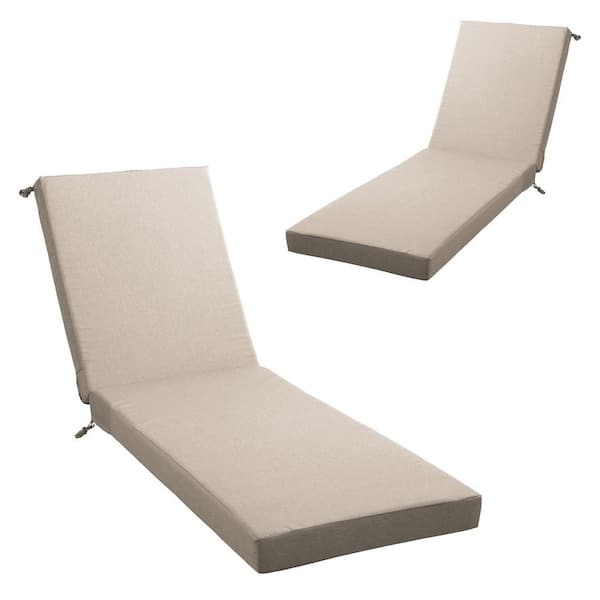 72 in. x 22.4 in. x 3.5 in. (2-Pack) Outdoor Water-Resistant Replacement Chaise Lounge Seat Cushion Sand-Beige